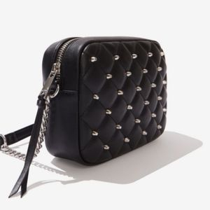 Rebecca Minkoff Diamond Quilt Studded Top Zip Crossbody Purse